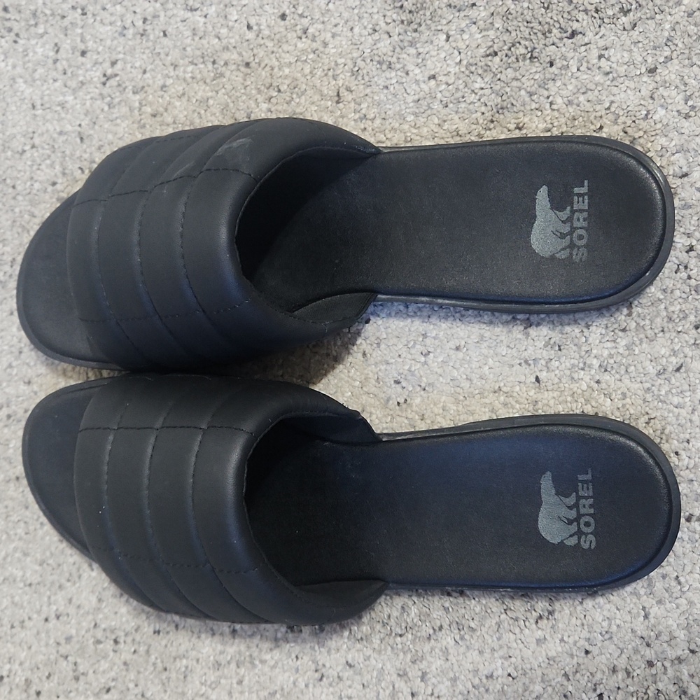 Sorel Ella III Slide Sandals Quilted Leather Slip On Flats Black Size 10.5 - Picture 14 of 14